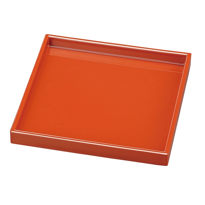 福井クラフト 前菜盛器 6寸正角桂盛皿 オール柿朱 50000900 1個(ご注文単位1個)【直送品】