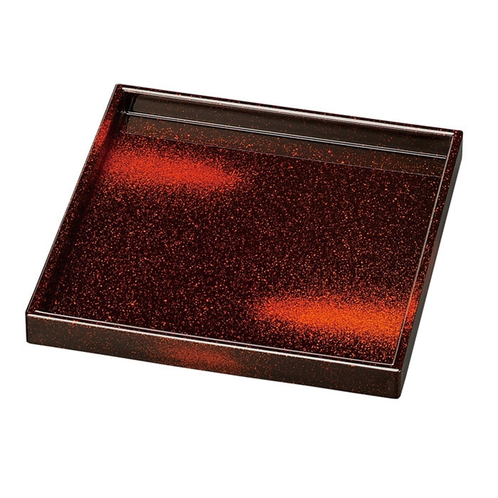 福井クラフト 前菜盛器 6寸正角桂盛皿 新雲裏黒塗 50000910 1個(ご注文単位1個)【直送品】