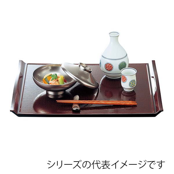 福井クラフト 長角トレー　尺3　ウエーブ布目盆 溜毘沙門天塗 50304100 1枚（ご注文単位1枚）【直送品】