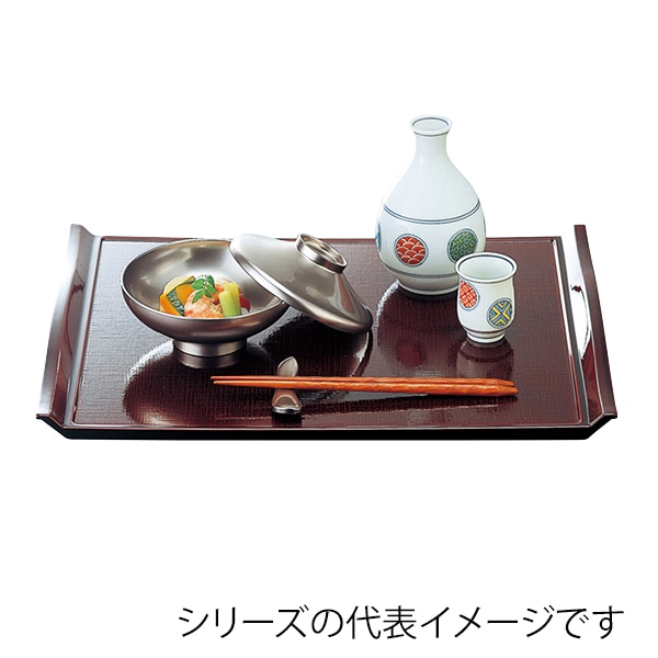 福井クラフト 長角トレー　尺4　ウエーブ布目盆 溜毘沙門天塗 50304110 1枚（ご注文単位1枚）【直送品】