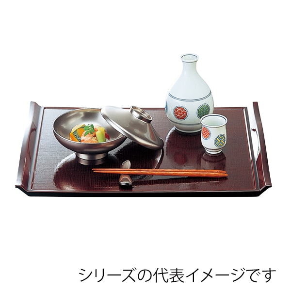 福井クラフト 長角トレー　尺5　ウエーブ布目盆 溜毘沙門天塗 50304120 1枚（ご注文単位1枚）【直送品】