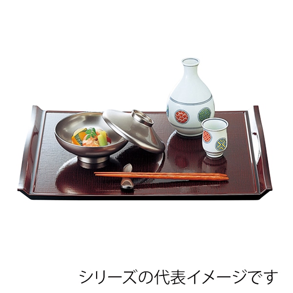 福井クラフト 長角トレー　尺6　ウエーブ布目盆 溜毘沙門天塗 50304130 1枚（ご注文単位1枚）【直送品】