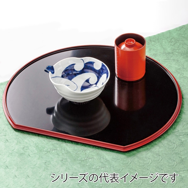 福井クラフト 半月両面盆 裏布目 尺1 黒天朱/朱天黒 50306810 1枚(ご注文単位1枚)【直送品】