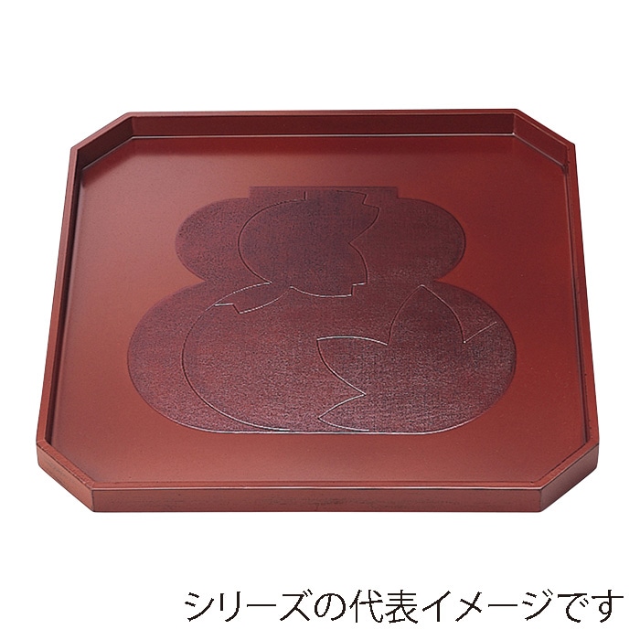 福井クラフト 木製角盆 尺1 .5寸 隅切盆 瓢春秋根来 50407440 1枚(ご注文単位1枚)【直送品】