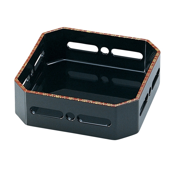 福井クラフト 前菜盛器　6寸隅切角すかし箱 黒天網代 51011360 1個（ご注文単位1個）【直送品】