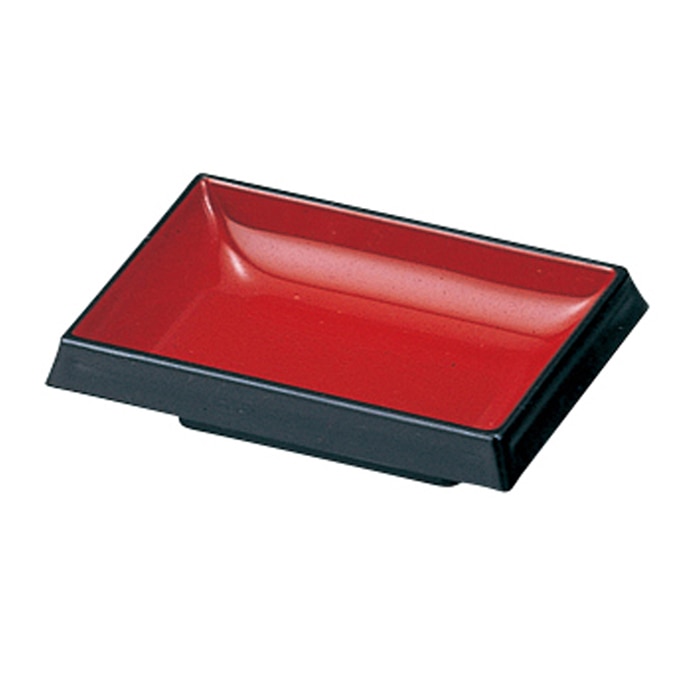 福井クラフト 盛皿 3寸長角タレ入 朱渕黒 51037820 1個(ご注文単位1個)【直送品】