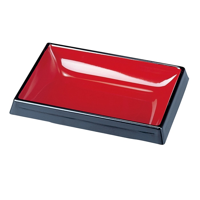 福井クラフト 盛皿 3寸長角タレ入 朱渕黒 51037820 1個(ご注文単位1個)【直送品】