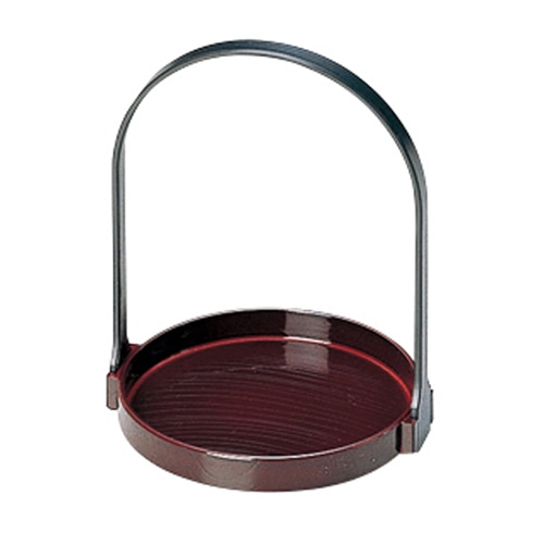 福井クラフト 手提珍味盛器　3.5寸丸手提台　低手付 新溜 51214210 1個（ご注文単位1個）【直送品】