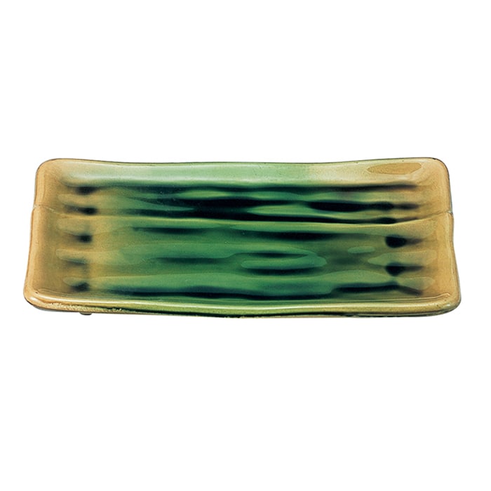 福井クラフト 耐熱7寸荒彫焼物皿 グリーン流し 51302170 1個(ご注文単位1個)【直送品】