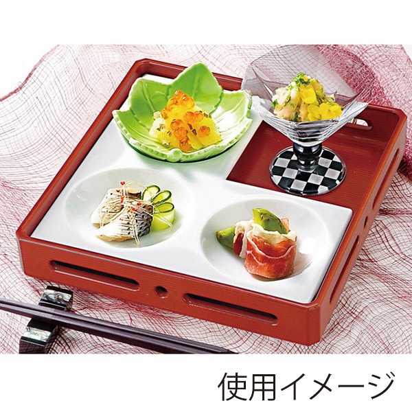 福井クラフト メラミン製 6寸 角すかし盛器 春慶 51306200 1個(ご注文単位1個)【直送品】