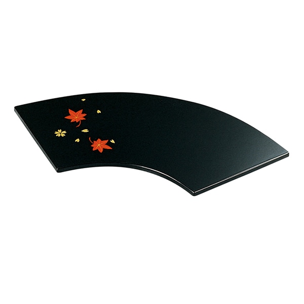 福井クラフト 前菜皿　木製扇面盛皿 黒塗春秋 53270890 1個（ご注文単位1個）【直送品】