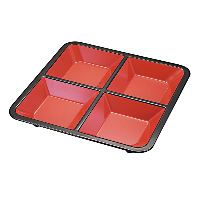 福井クラフト 松花堂仕切 8.5寸用四つ仕切 朱天黒 裏黒 55008820 1個(ご注文単位1個)【直送品】