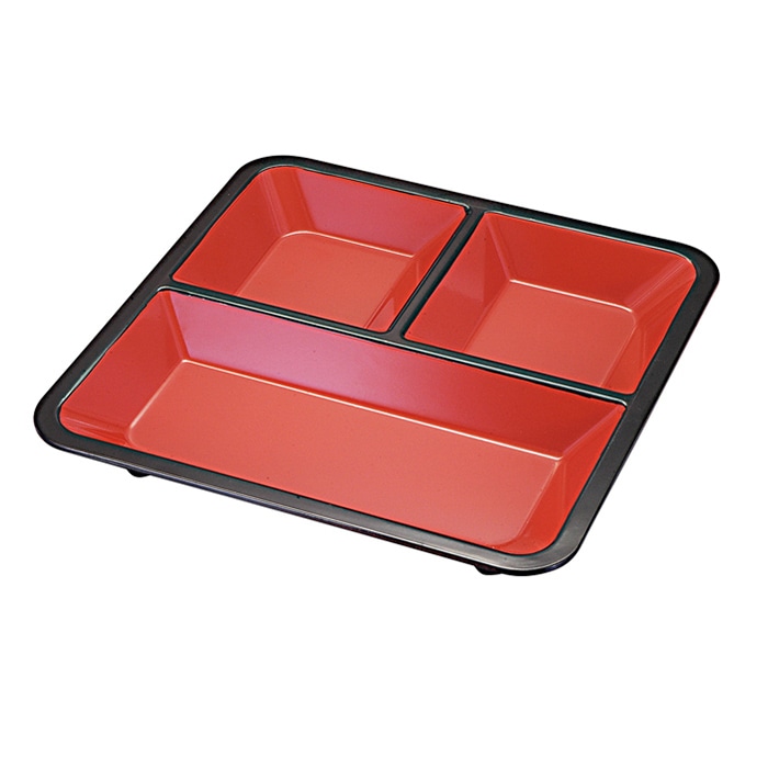 福井クラフト 松花堂仕切 8.5寸用三つ仕切 朱天黒 裏黒 55008860 1個(ご注文単位1個)【直送品】