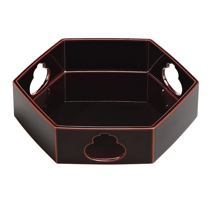 福井クラフト 越前漆器 木製懐石 8寸六角胴張立ひさご透 溜漆調塗 55009060 1個(ご注文単位1個)【直送品】