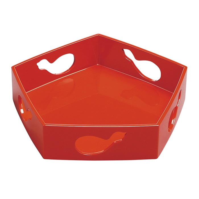 福井クラフト 越前漆器 木製懐石 8寸五角胴張流ひさご透 朱漆調塗 55009100 1個(ご注文単位1個)【直送品】