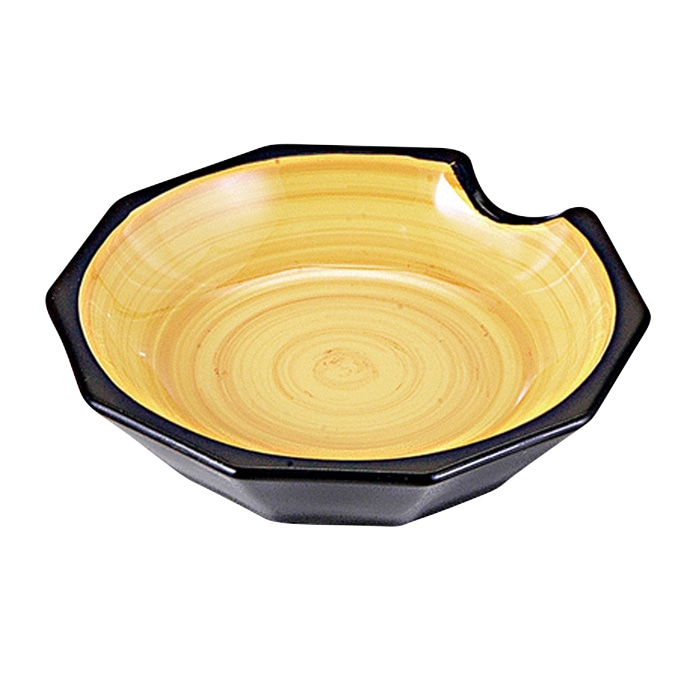 福井クラフト 亀甲醤油皿箸置き付 白木刷毛目　裏黒 60002420 1個（ご注文単位1個）【直送品】