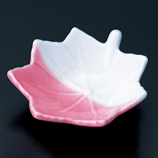 福井クラフト 陶器珍味　紅葉小皿 ピンクツートン 80500030 1個（ご注文単位1個）【直送品】