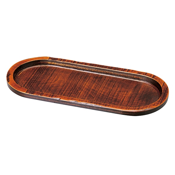 福井クラフト 木製22cm荒彫小判カスタ- 栃塗 85914430 1個(ご注文単位1個)【直送品】