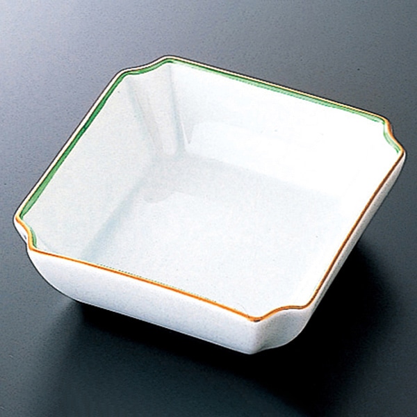 福井クラフト 陶器珍味　入隅小鉢 緑金渕 97901290 1個（ご注文単位1個）【直送品】