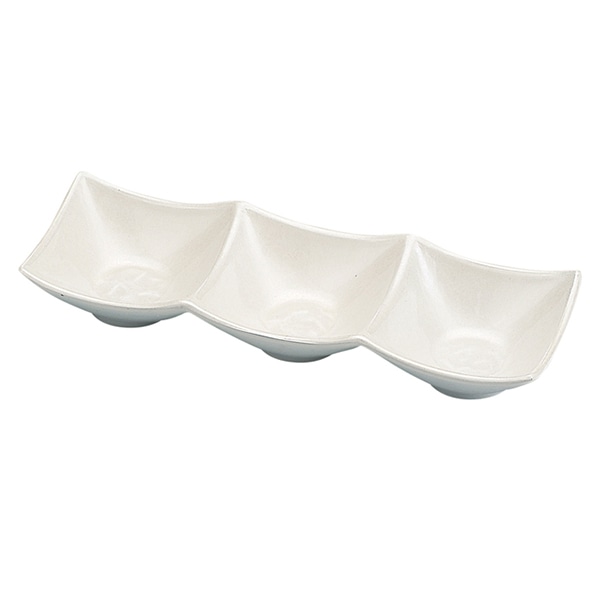 福井クラフト 深型薬味皿　三点 ホワイトアクア裏白塗 45158270 1個（ご注文単位1個）【直送品】