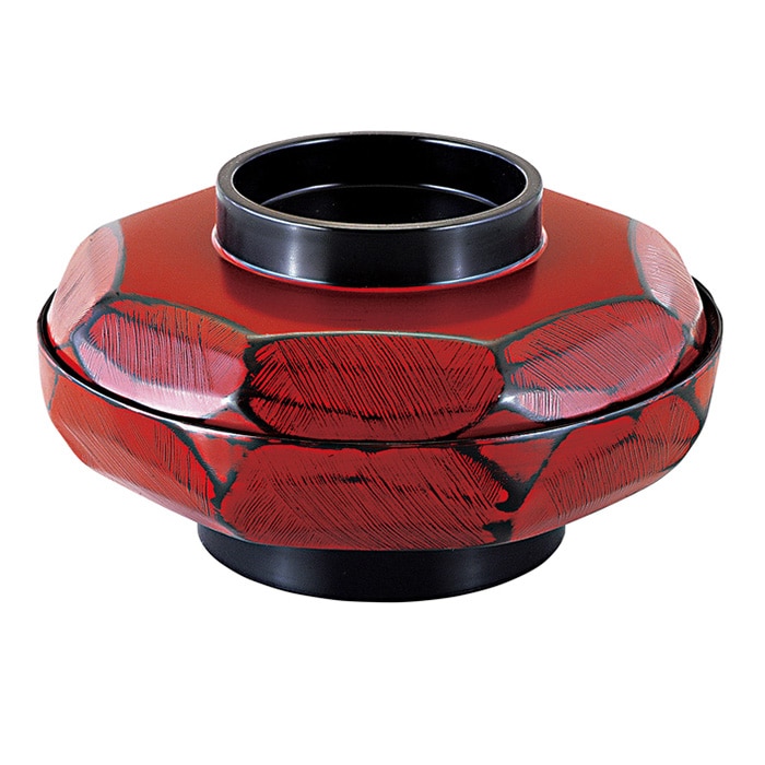 福井クラフト 耐熱丼　6寸　荒彫亀甲丸丼　蓋親セット 根来　内黒 42010790 1個（ご注文単位1個）【直送品】