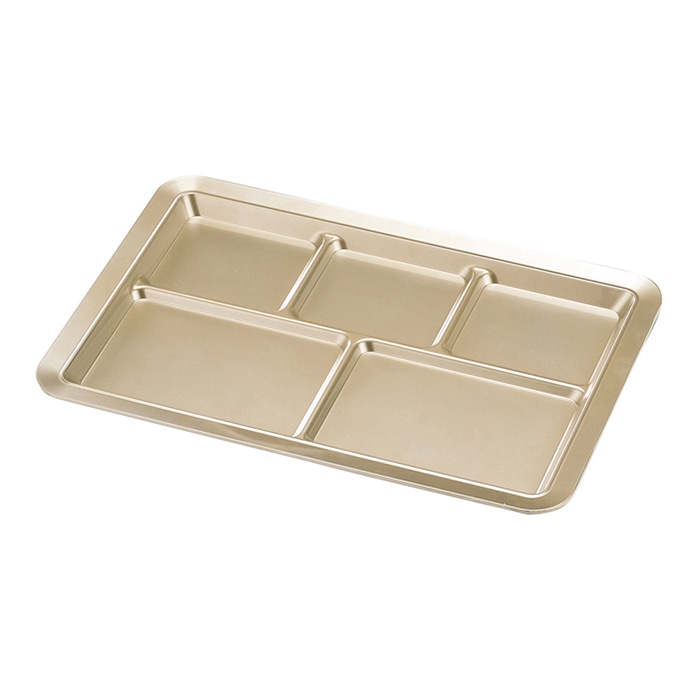 福井クラフト 耐熱長角バイキングプレート　五ツ切　39cm 黄金銀彩　裏黒 55012180 1個（ご注文単位1個）【直送品】