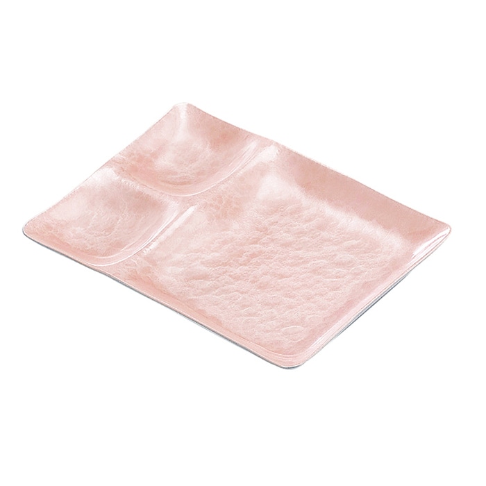 福井クラフト 25cm　長角1／2プレート ライトピンクアクア　裏黒塗 17412090 1個（ご注文単位1個）【直送品】