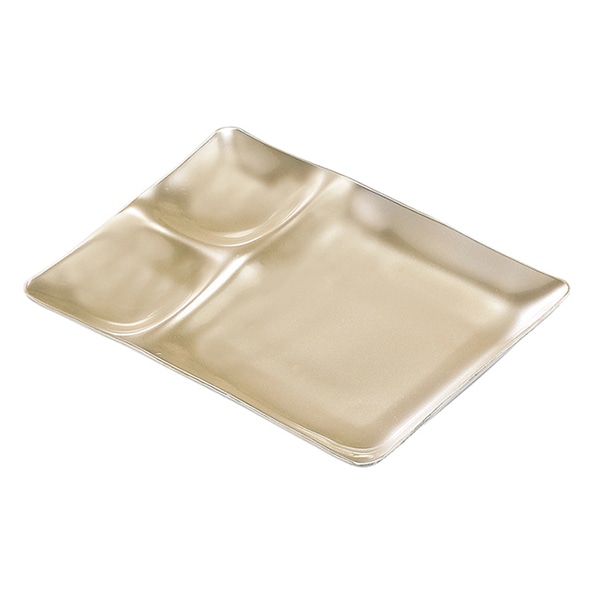 福井クラフト 25cm　長角1／2プレート 黄金銀彩　裏黒塗 17412120 1個（ご注文単位1個）【直送品】