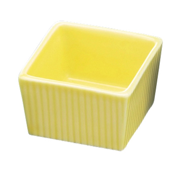 福井クラフト 陶器珍味　5.8cm筋入角 黄 93017910 1個（ご注文単位1個）【直送品】