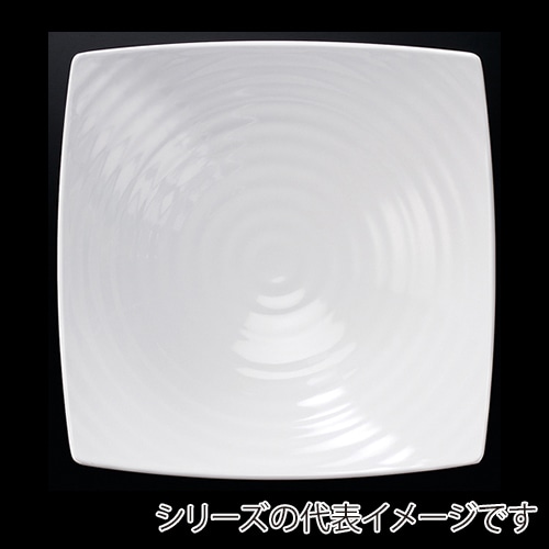 福井クラフト メラミン鉢 35.1cm ロクロ目四方上り盛鉢 ホワイト 51353880 1個(ご注文単位1個)【直送品】