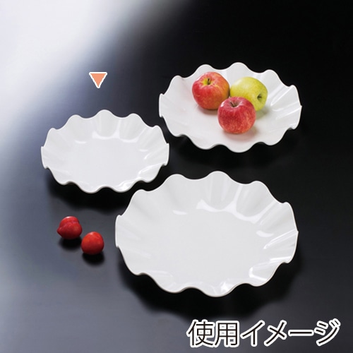 福井クラフト メラミン鉢 φ30.5cm ウェーブ丸盛鉢 ホワイト 51353600 1個(ご注文単位1個)【直送品】