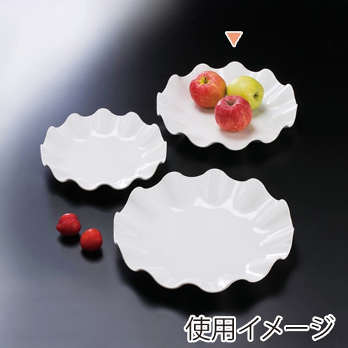 福井クラフト メラミン鉢 φ35.6cm ウェーブ丸盛鉢 ホワイト 51353610 1個(ご注文単位1個)【直送品】