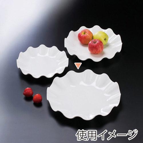 福井クラフト メラミン鉢 φ40.6cm ウェーブ丸盛鉢 ホワイト 51353620 1個(ご注文単位1個)【直送品】