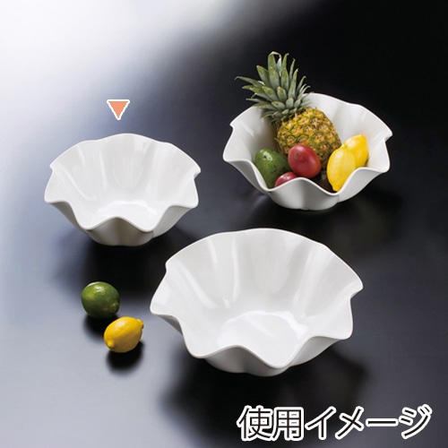 福井クラフト メラミン鉢 φ28.6cm ウェーブ丸盛鉢 ホワイト 51353630 1個(ご注文単位1個)【直送品】