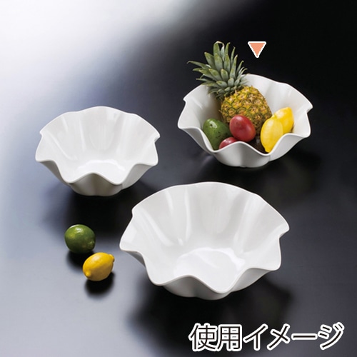 福井クラフト メラミン鉢 φ31.6cm ウェーブ丸盛鉢 ホワイト 51353640 1個(ご注文単位1個)【直送品】