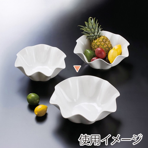 福井クラフト メラミン鉢 φ34.6cm ウェーブ丸盛鉢 ホワイト 51353650 1個(ご注文単位1個)【直送品】