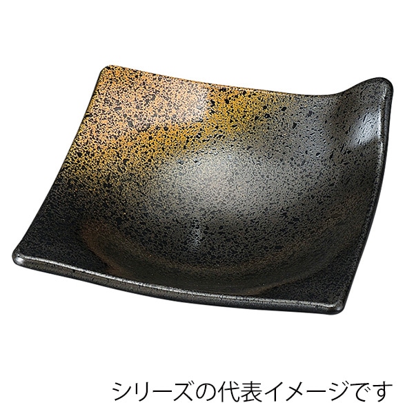 福井クラフト 千鳥深皿　11cm角 焼き締め裏黒塗 54036430 1個（ご注文単位1個）【直送品】