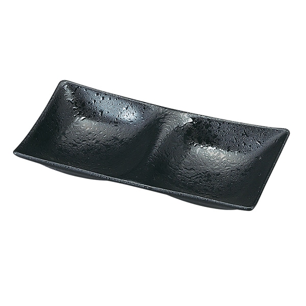 福井クラフト 千鳥深小皿　16.8cm　二点薬味皿 黒タタキ裏黒塗 54036460 1個（ご注文単位1個）【直送品】