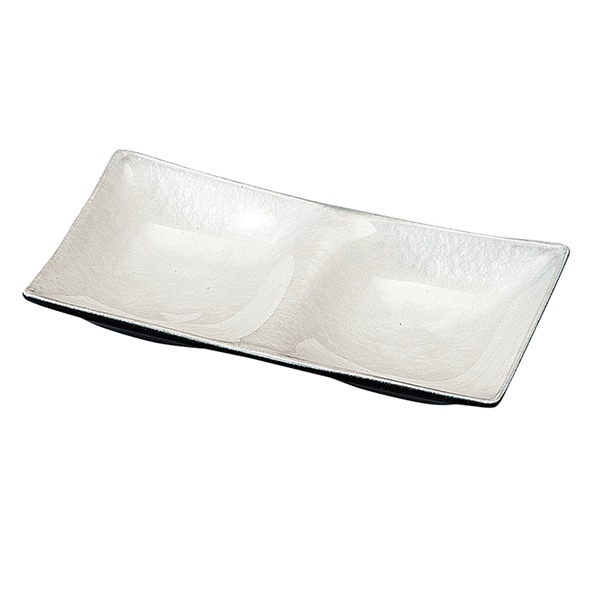 福井クラフト 千鳥深小皿　16.8cm　二点薬味皿 ホワイトアクア裏黒塗 54036490 1個（ご注文単位1個）【直送品】