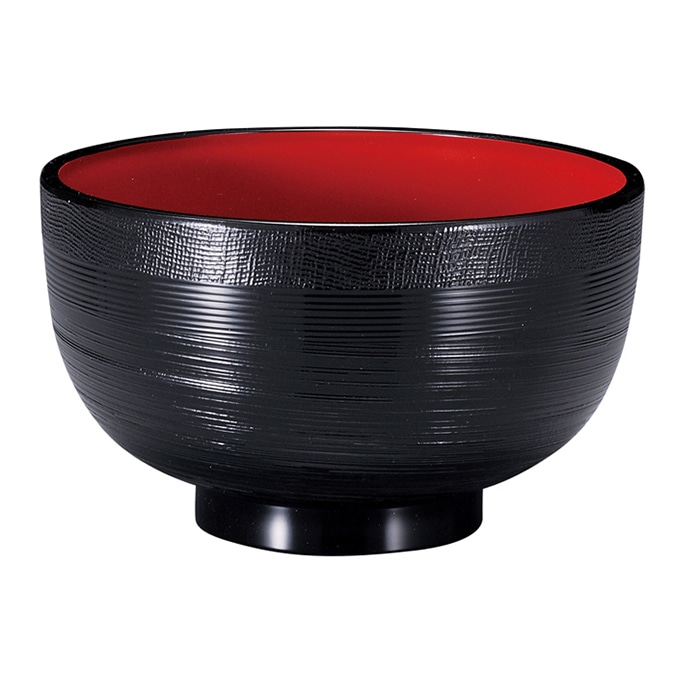 福井クラフト 小丼　4.5寸　布目乱筋丼 黒　内朱 41000580 1個（ご注文単位1個）【直送品】