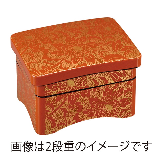 福井クラフト 殿様丼重1段 蓋親セット 柿朱菊詰内朱 45151874 1個(ご注文単位1個)【直送品】