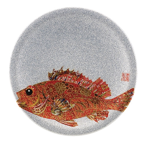 福井クラフト 耐熱φ150寿司皿　シルバーパール　千代紙　魚拓 カサゴ 13000055 1個（ご注文単位1個）【直送品】