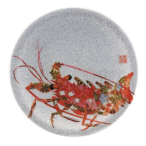 福井クラフト 耐熱φ150寿司皿　シルバーパール　千代紙　魚拓 伊勢海老 13000065 1個（ご注文単位1個）【直送品】