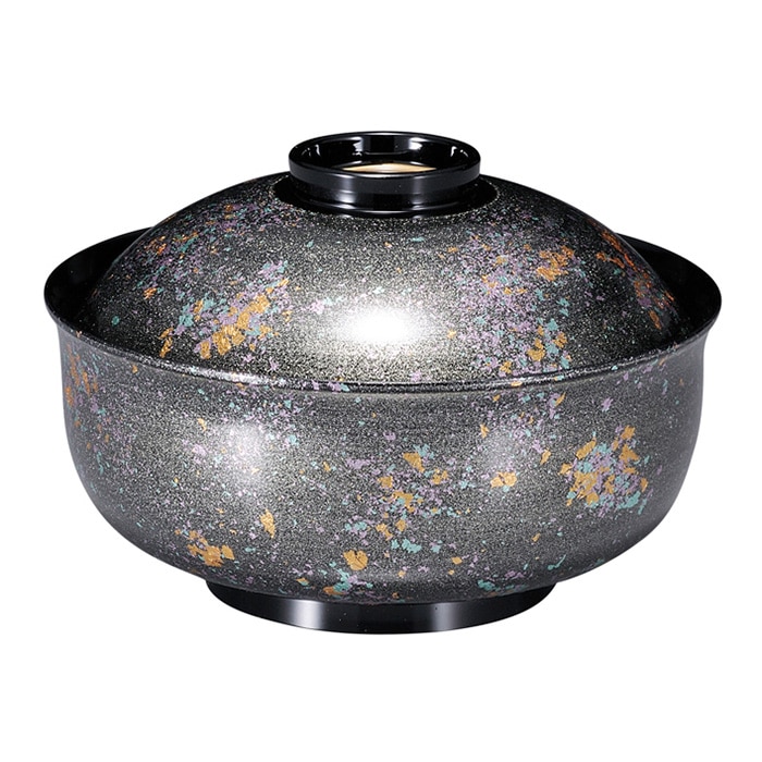 福井クラフト 耐熱ゆり型煮物椀　5寸　蓋親セット 銀光彩高台内金ライン　内黒 31006980 1個（ご注文単位1個）【直送品】