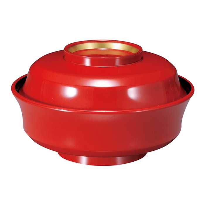 福井クラフト 耐熱雑煮椀　5寸　天竜寺椀　蓋親セット 朱高台内金　内黒 31007000 1個（ご注文単位1個）【直送品】
