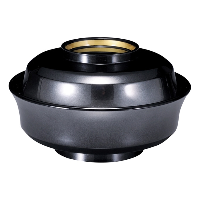 福井クラフト 耐熱雑煮椀　5寸　天竜寺椀　蓋親セット 黒銀ぼかし　高台内金　内黒 31007010 1個（ご注文単位1個）【直送品】