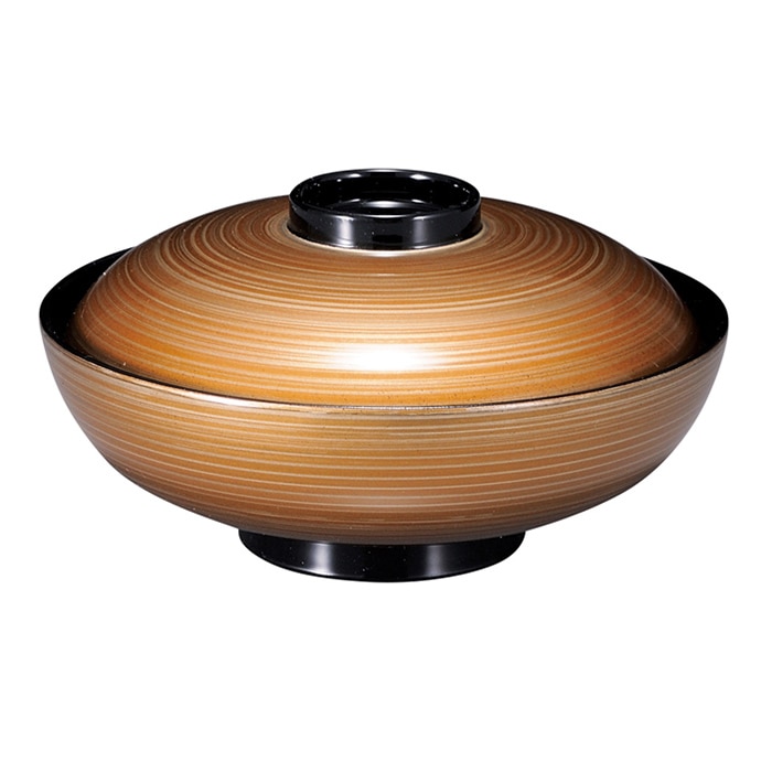 福井クラフト 耐熱雑煮椀　4.5寸　丸駒椀　蓋親セット ゴールドかすみ　内黒 31006870 1個（ご注文単位1個）【直送品】