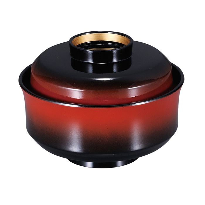 福井クラフト 耐熱雑煮椀　4.5寸　天竜寺椀　蓋親セット 朱ぼかし高台内金　内黒 31006760 1個（ご注文単位1個）【直送品】