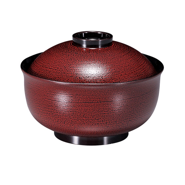 福井クラフト 耐熱　ゆり型雑煮椀　4.5寸　蓋親セット 溜刷毛目　内黒 31006780 1個（ご注文単位1個）【直送品】