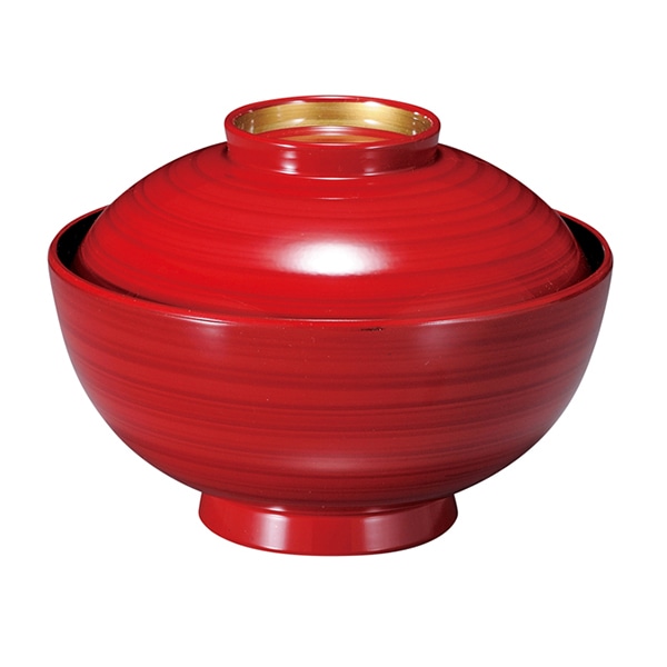 福井クラフト 耐熱仙才雑煮椀　4.5寸　蓋親セット 紅ライン高台内金　内黒 31006790 1個（ご注文単位1個）【直送品】